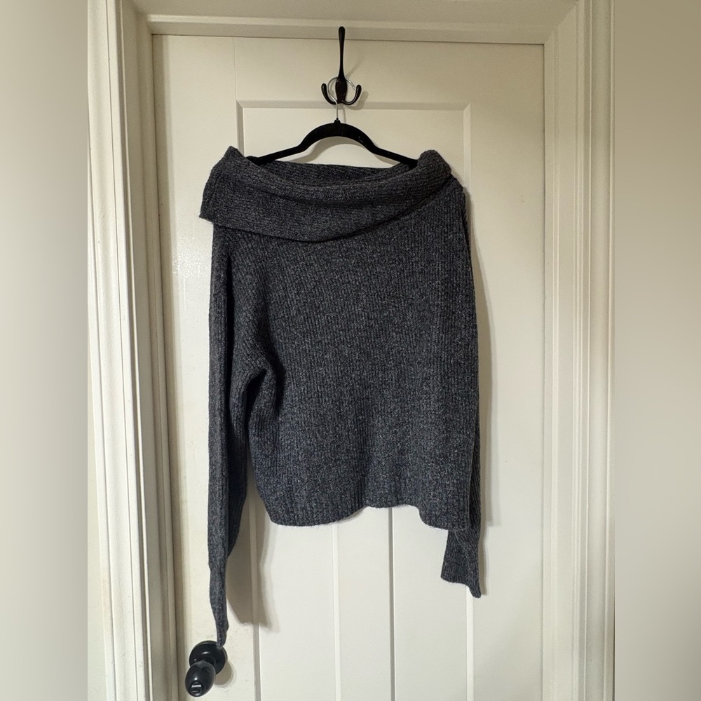 Altar'd State Charcoal Gray Off-Shoulder Knit Sweater